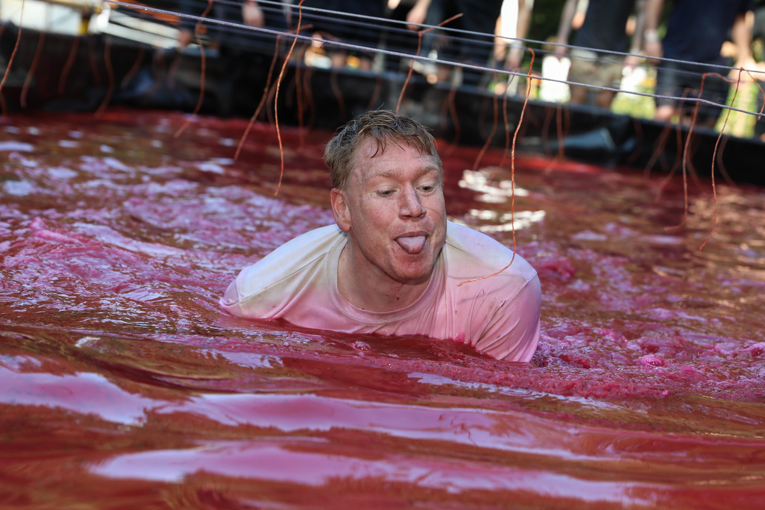 boy in water obstacle